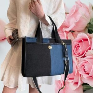 Patchwork Denim Tote Bag Adjustable Guitar Strap Approx 13"x4"x9" NWOT